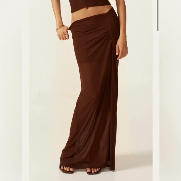 Ancegria Brown Long Mesh skirt size small - Picture 2 of 4